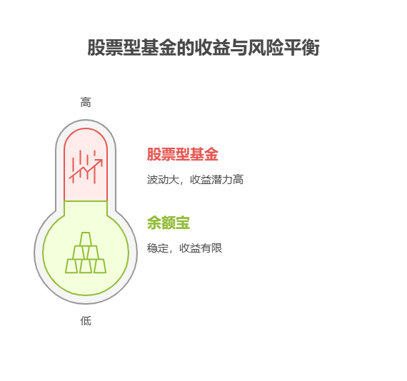 余额宝、零钱通收益太低,我直接买股票型基金,,收益能比它高几倍?风险大不大?