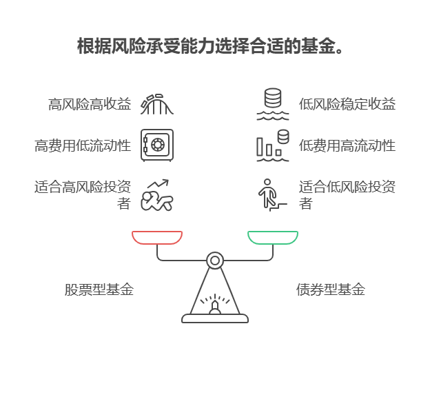 就你这一万块本金，想攒生活费改善生活，选债券型基金更靠谱。股票型基金风险太大，万一市场不好，可能本金都保不住，更别说增加收入了。  股票型与债券型基金对比 风险与收益：股票型基金主要投资股票市场，风险高，收益波动大，市场不好时可能大幅亏损。债券型基金主要投资债券，风险较低，收益相对稳定，适合风险承受能力弱的投资者。 流动性与费用：股票型基金申购赎回费用较高，且市场波动大时赎回可能亏损。债券型基金流动性较好，部分短债基金持有一定期限可免赎回费，费用相对较低。 适合人群：股票型基金适合风险承受能力强、追求高收益的投资者。债券型基金适合风险承受能力弱、追求稳定收益的投资者，像你这种每月水电费、交通费压力大，想攒生活费改善生活的情况，债券型基金更合适。 总之，选基金得根据自己的风险承受能力和投资目标来。我公司名列行业前列，具备雄厚师资力量，能为你提供专业的理财建议，欢迎右上角关注，为你量身定制个性化服务！