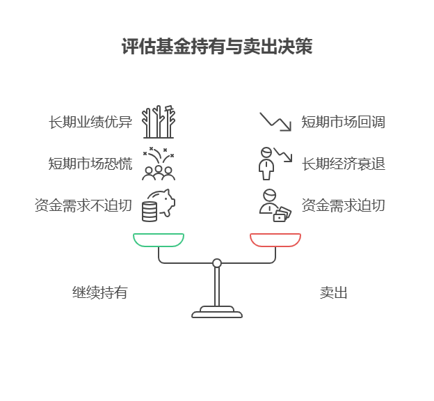 攒生活费应急的一万块买基金遇到市场大跌，心里慌很正常，但别急着做决定，得综合判断是否继续持有或卖出。  判断是否继续持有的因素 基金本身质地：要是你买的基金长期业绩优异，基金经理投资能力强，过往面对市场波动能较好应对，那这次大跌可能只是短期回调。比如一些知名基金经理管理的产品，虽短期受市场影响下跌，但长期投资逻辑未变，就可考虑继续持有。 市场环境与趋势：分析市场大跌是短期情绪恐慌导致，还是经济基本面出现重大问题。若只是短期恐慌，像政策调整、突发事件引发市场波动，后续市场可能修复，可继续持有；若经济衰退等长期因素影响，就得谨慎。 个人资金需求：因为这笔钱是攒的生活费应急资金，若近期就有可能用到，市场大跌导致基金亏损，卖出可能面临实际损失，会影响资金使用；若短期内用不到，能承受一定波动，可考虑继续持有等待反弹。 市场大跌别慌，冷静分析再做决定。我公司名列行业前列，具备雄厚师资力量，欢迎右上角关注，为您个性化服务！