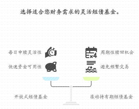 自由职业者用钱不稳定，短债基金的封闭期和开放期有什么区别？比如想随时取部分钱应急，怎么买到灵活申赎的好产品？