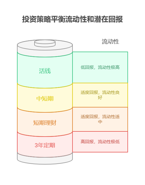 手里有8万，想4万存定期(3年)，4万买短期理财，资产配置核心觉得流动性安排合理吗?