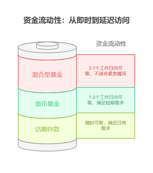 手里有6万，想1万存活期，2万买货币基金，3万买混合型基金，资产配置核心觉得流动性足够吗?