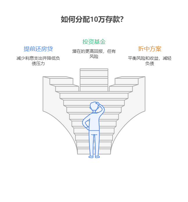夫妻两人有10万存款,一方想提前还房贷,一方想投资基金,资产配置核心怎么解决这个分歧?