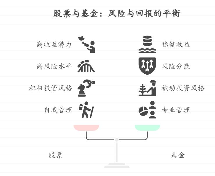 买基金和买股票，在赚钱的机会上有啥区别，是不是股票赚得多但基金更稳？​