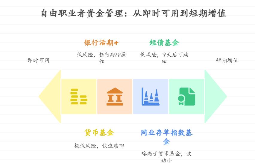 作为家庭经济支柱，从事自由职业收入不稳定，既想保证资金随时能用于日常周转，又想让部分资金产生收益，有哪些低风险稳健的理财产品能兼顾这种灵活需求？