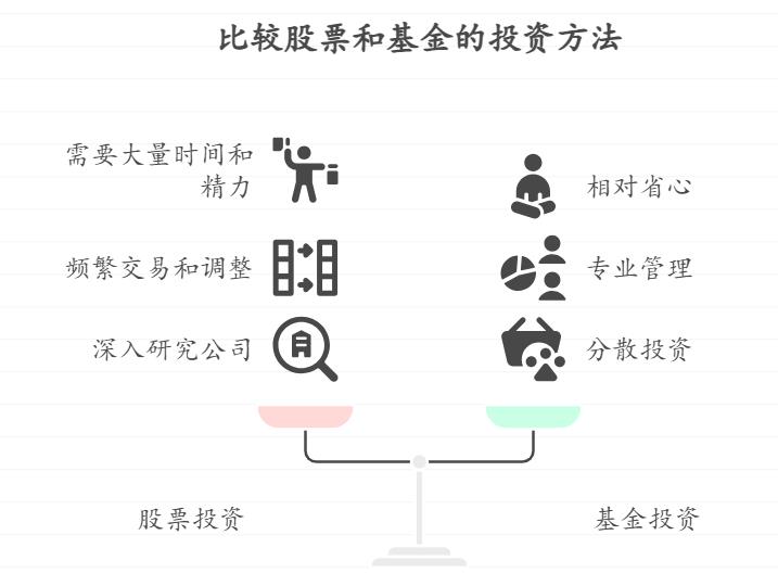 我平时工作很忙,没太多时间研究投资,想了解股票和基金在需要投入的时间精力上有多大区别,哪种更适合“懒人”操作?
