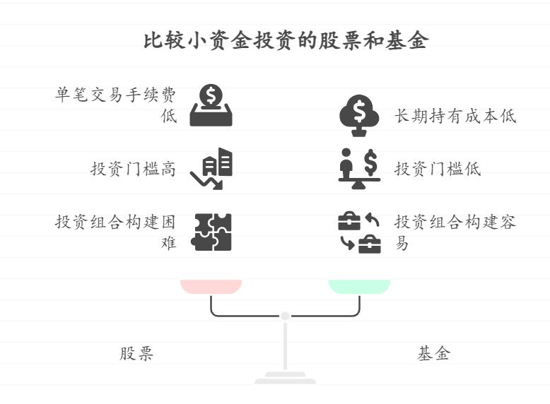 手里有1万元,想全部投入试试水,股票和基金在小资金操作的性价比上有什么区别,哪种手续费占比更低?