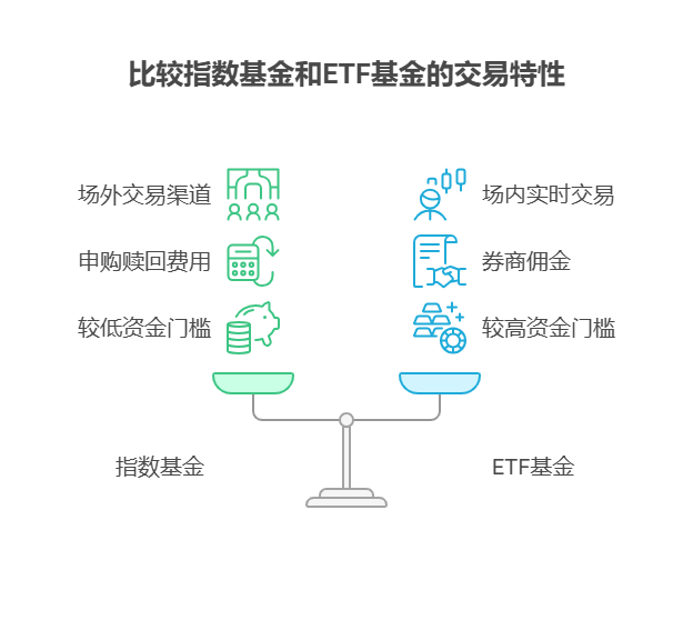 指数基金和 ETF 基金在交易方式上有何区别?