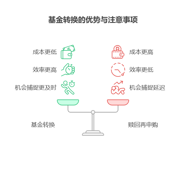 基金转换和赎回再申购相比,有哪些优势,操作时需注意什么?