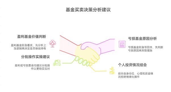 支付宝上买的基金，有的涨了不少，有的还亏着，现在该卖掉那些涨了的落袋为安，还是继续拿着等它涨得更多？