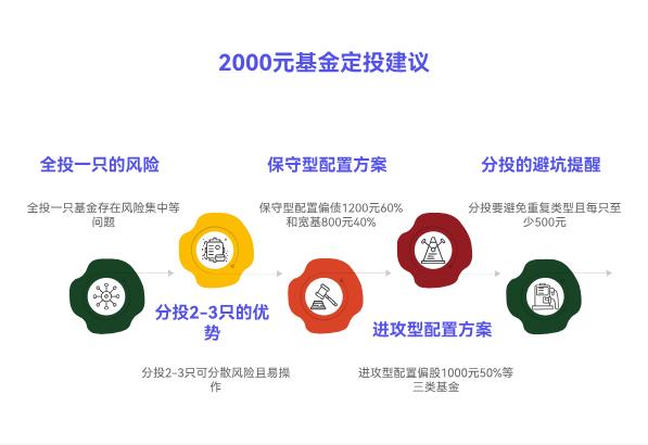 作为理财小白,刚开始基金定投,手里有2000块闲钱,是全用来定投一只基金,还是分投2-3只基金分散风险?