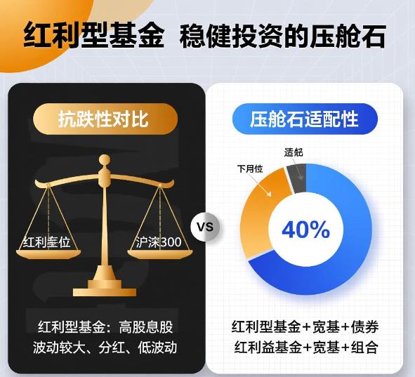 最近好多人买红利型基金，它抗跌不？适合长期拿着当配置的“压舱石”不？
