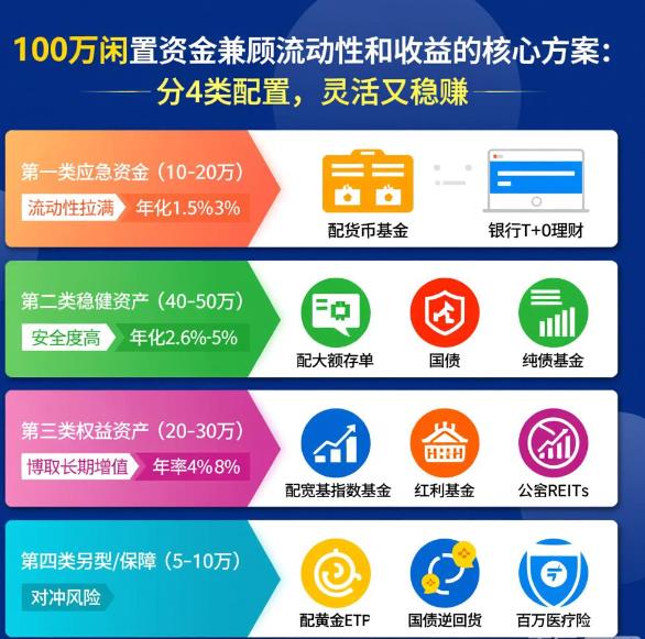 100万闲置资金如何理财？求一个兼顾流动性和收益的方案。