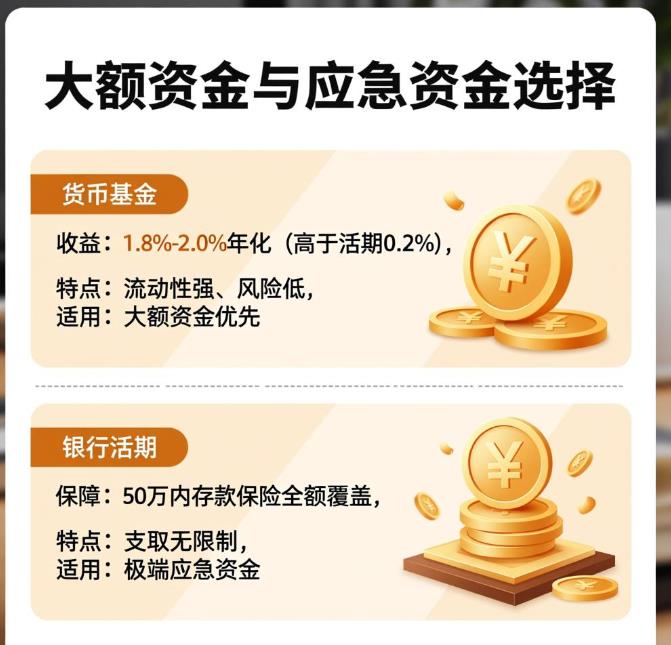 大额资金存货币基金还是银行活期？