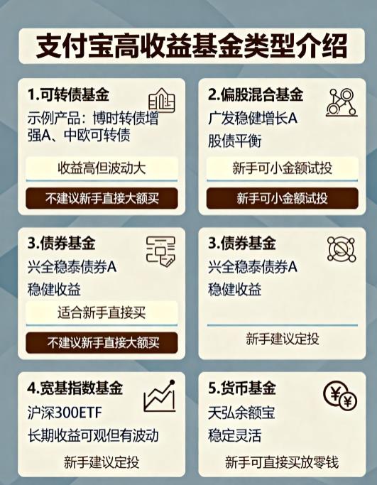 支付宝里收益高的基金有哪些呀?新手能直接买吗?