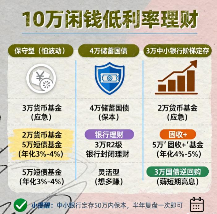 存款利率越来越低,10万闲钱咋理财收益能更高?