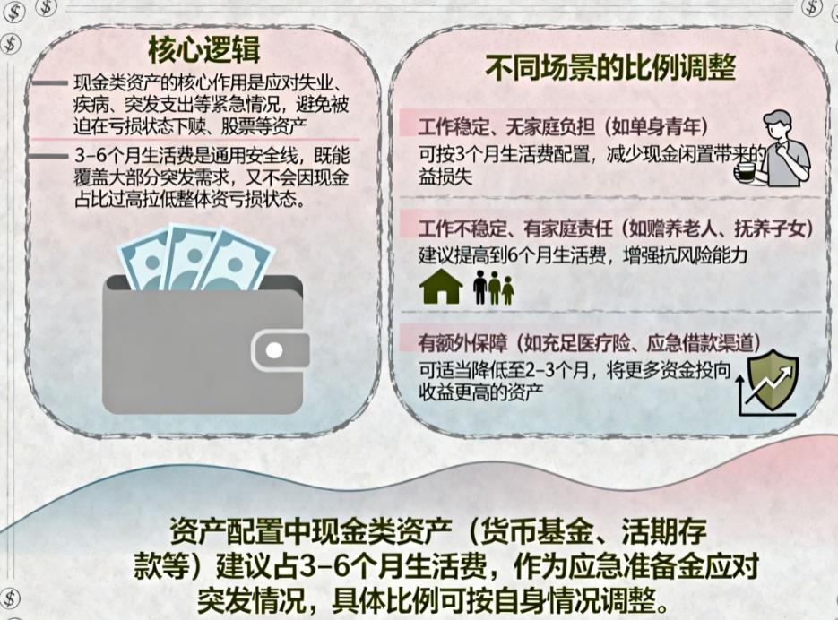 资产配置中现金类资产占多少比例，才能应对突发情况？