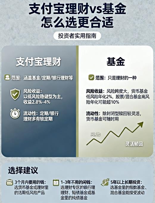 支付宝里的理财和基金有什么区别?该选哪种?