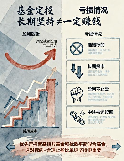 基金定投长期坚持一定赚钱吗？有没有亏损情况？