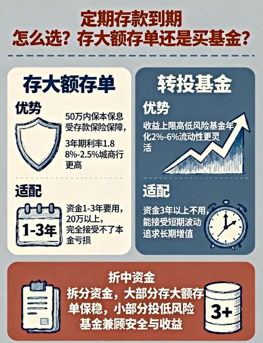 定期存款到期,转投基金还是存大额存单更划算?