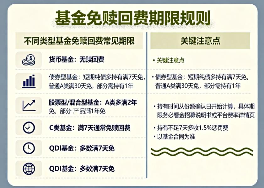 基金持有多久免赎回费？