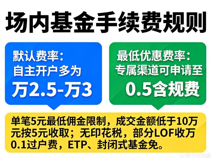 场内基金的手续费最低能到多少？
