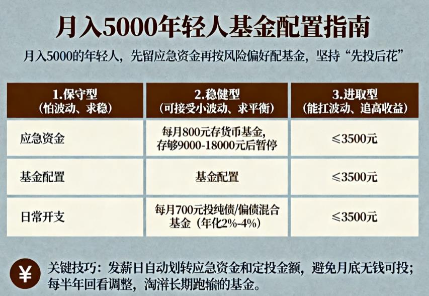 年轻人月入5000,该怎么配置基金?
