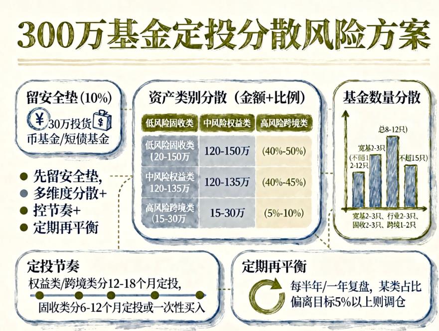 300万资金做基金定投，如何分散风险？