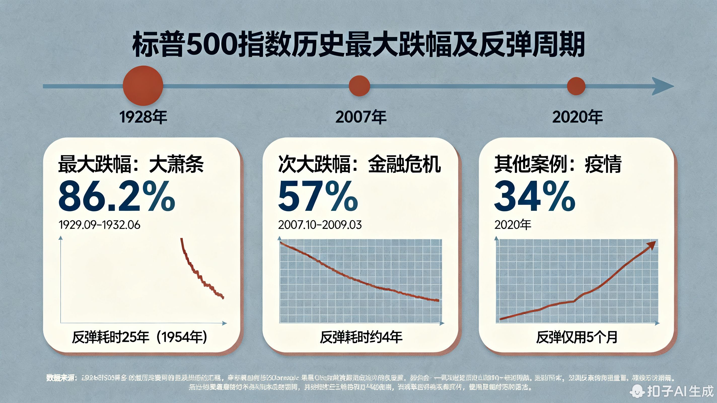 历史上标普500指数最大跌幅是多少，用了多久反弹?
