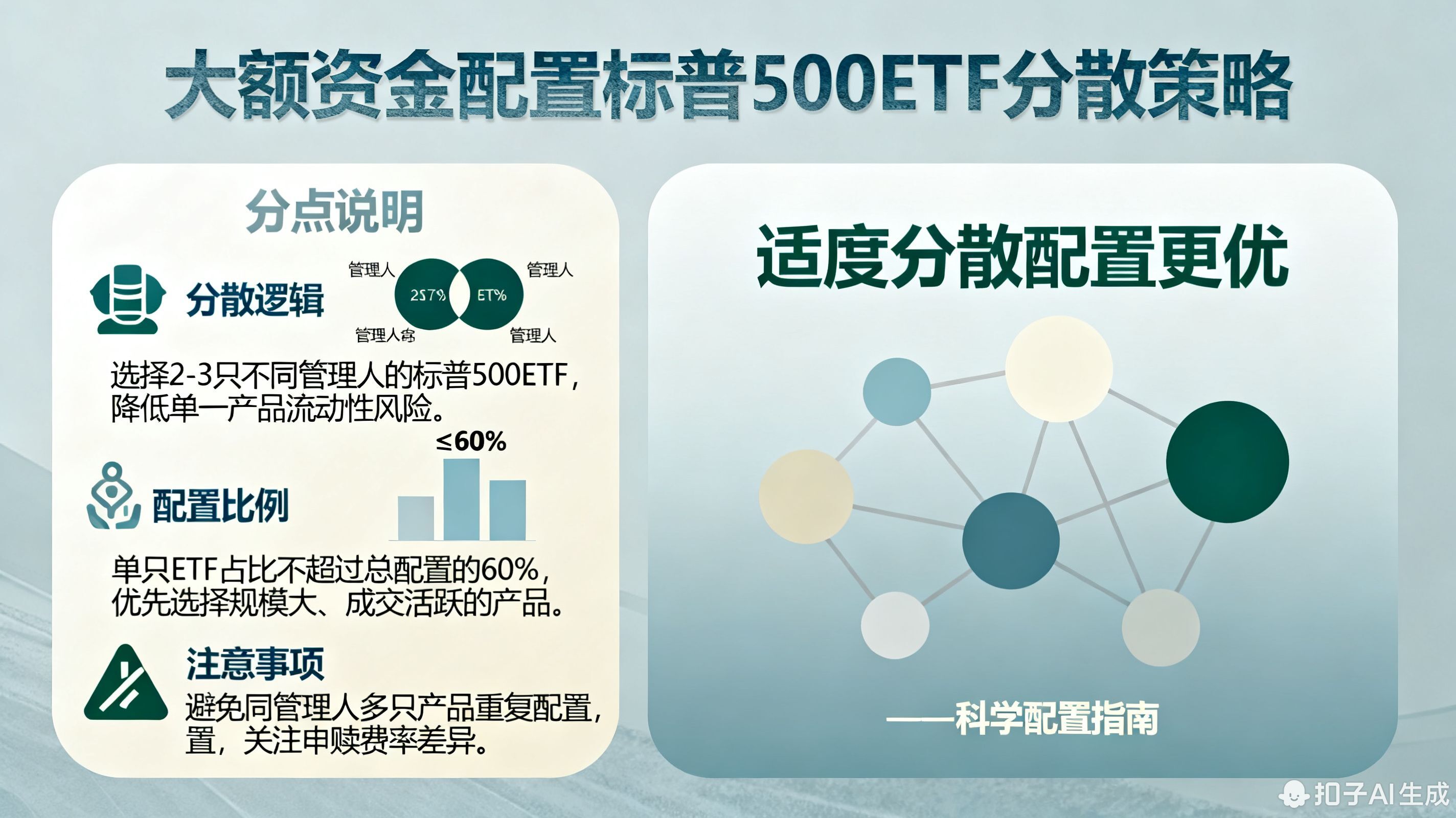 大额资金配置标普500相关产品,分散买多只ETF好吗?