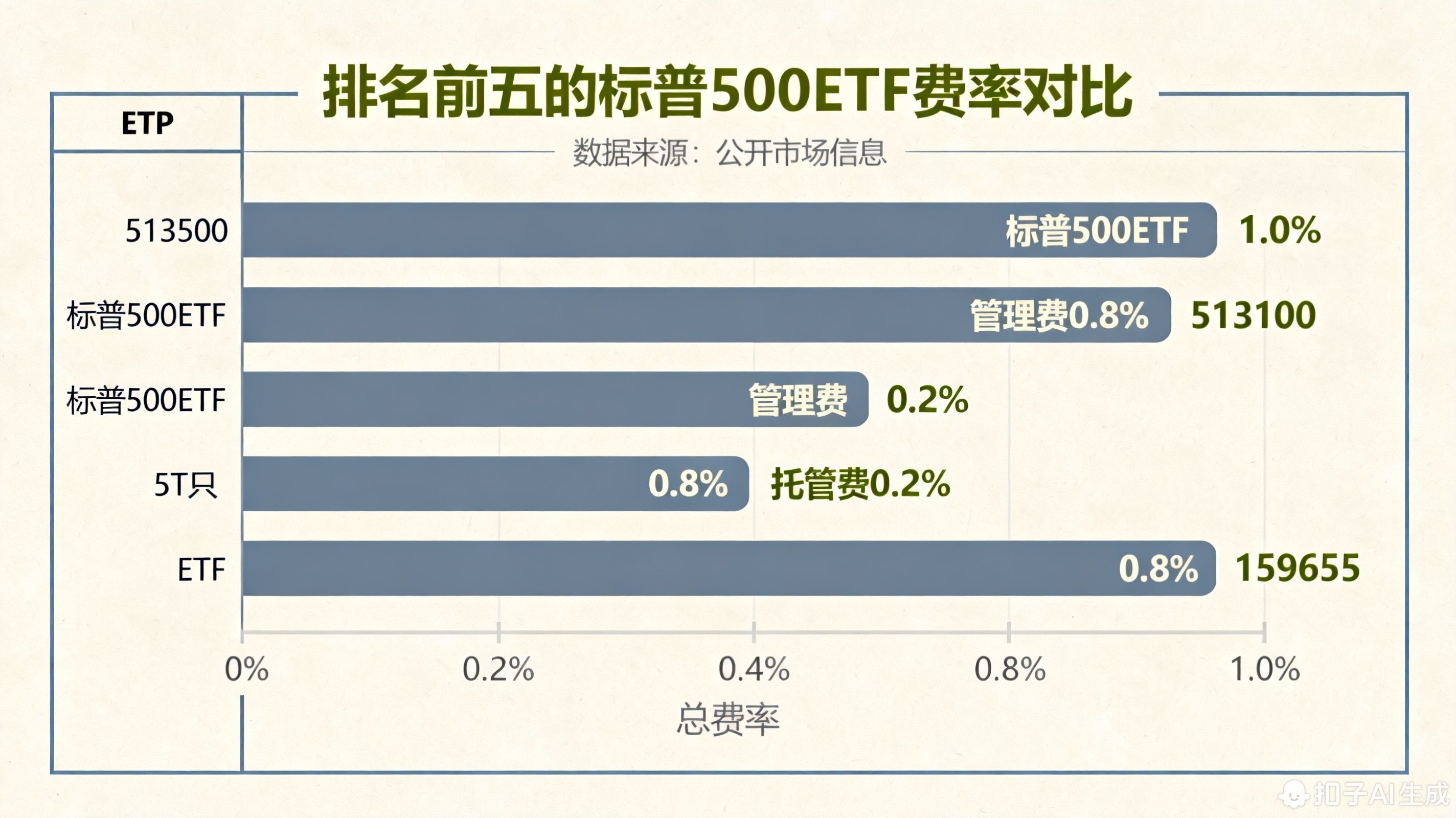 排名前五的标普500ETF费率分别是多少?