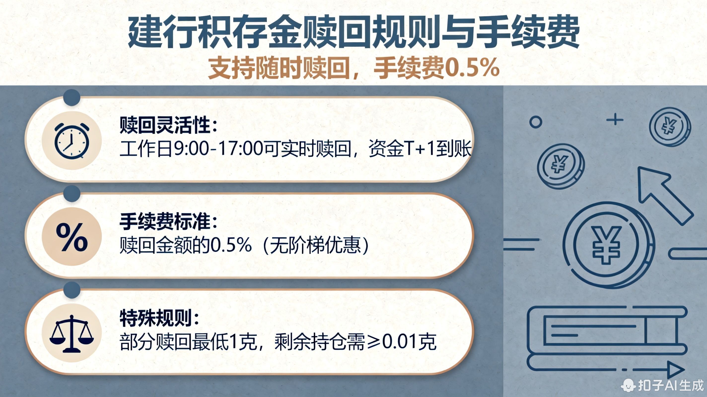 建行积存金可以随时赎回吗，手续费多少?