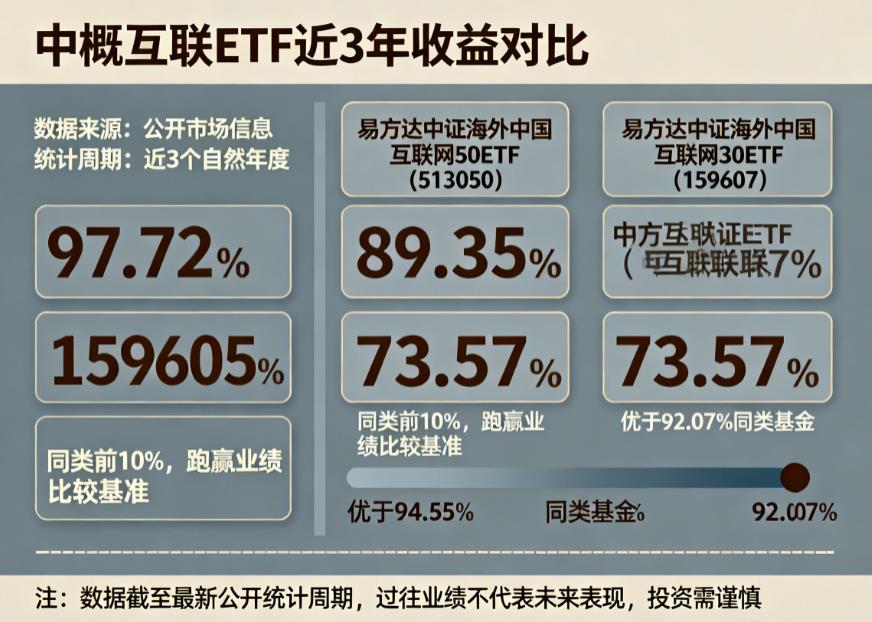 中概互联ETF近3年收益率?跑赢同类吗?