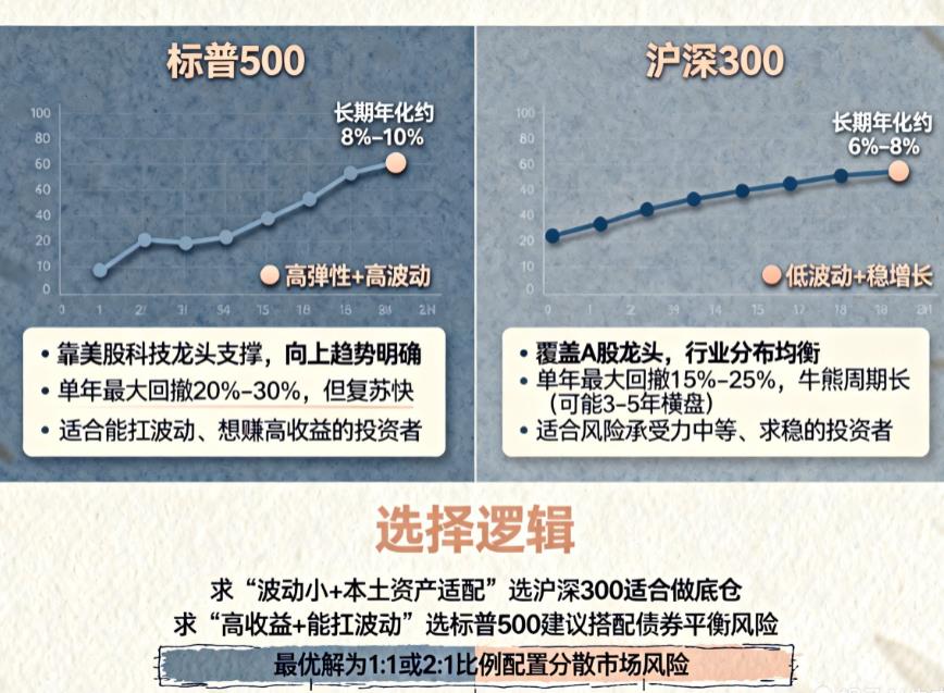 标普500和沪深300指数基金，哪个长期收益稳？