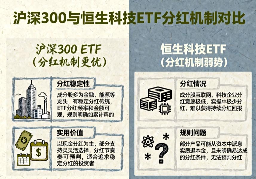 沪深300和恒生科技ETF，分红机制哪个好？