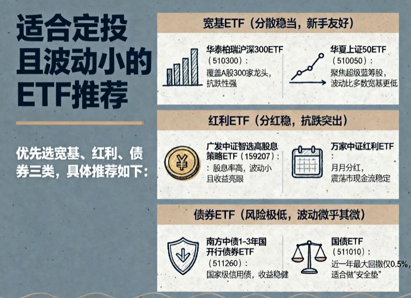 适合定投的ETF有哪些？求波动小的推荐？