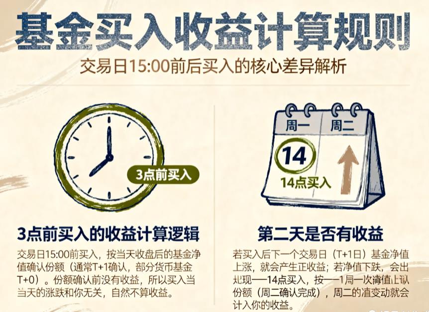 基金3点前买入有收益吗？第二天能算收益吗？