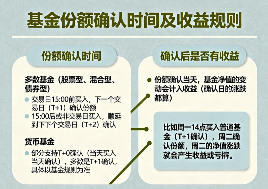 基金份额是当天确认吗?确认后就有收益吗?