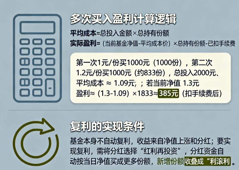 基金多次买入怎么计算盈利？是复利计算吗？