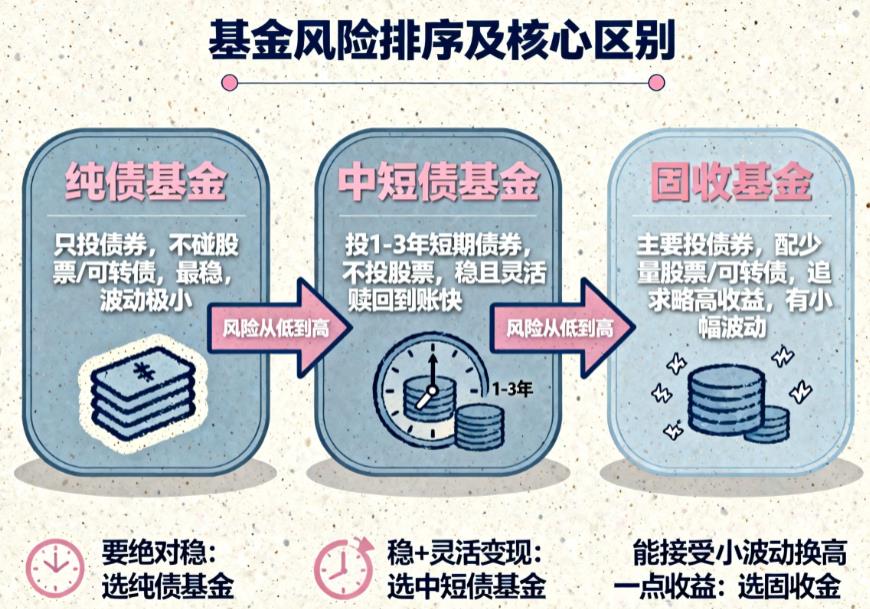 固收基金、中短债基金和纯债基金,风险差别在哪?