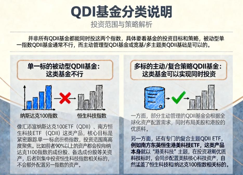 QDII基金能同时投纳斯达克100和恒生科技指数吗？