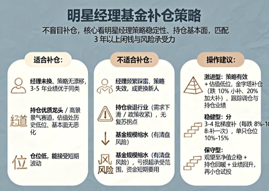 我持有的明星基金经理产品跌了这么久,能补仓吗?
