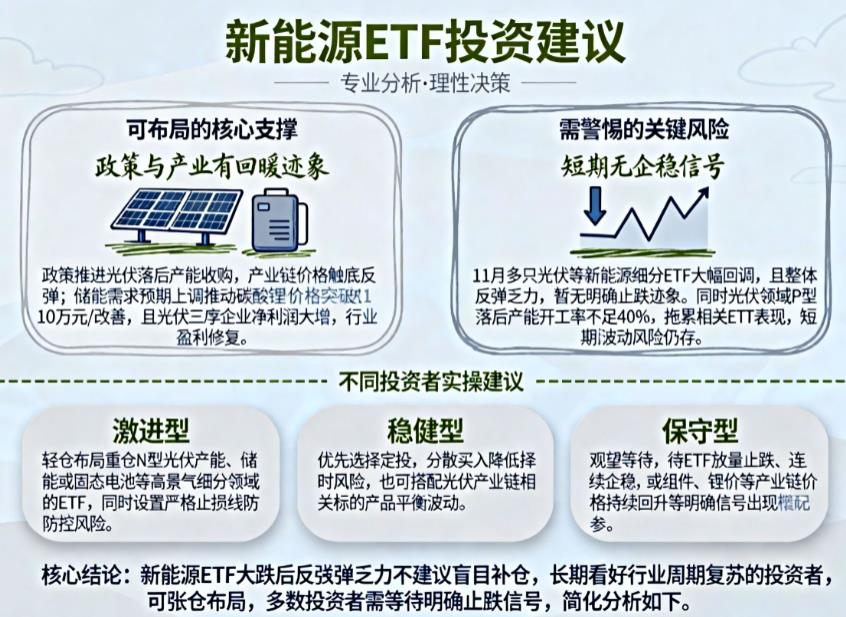 新能源ETF大跌后反弹乏力,能补仓吗?