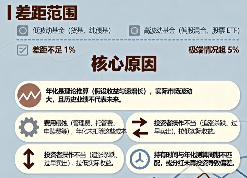 基金年化收益率和实际收益差多少?为啥会有差距?