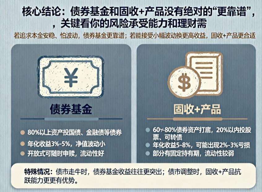 稳健理财里，债券基金和固收+产品哪个更靠谱？