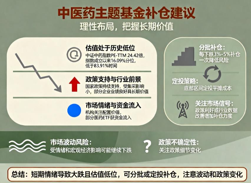 中医药主题基金受市场影响大跌，能补仓吗？