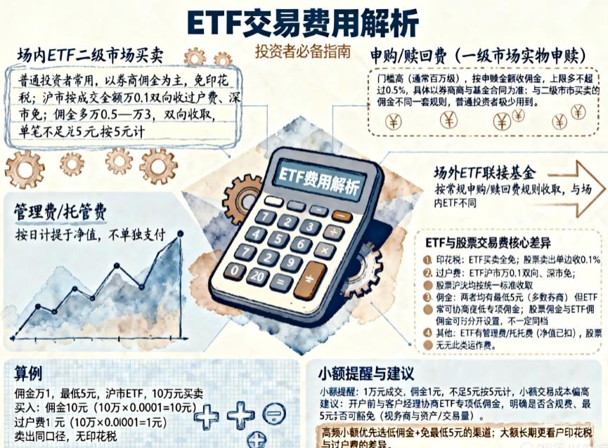 ETF买入卖出手续费多少?和股票交易费一样吗?