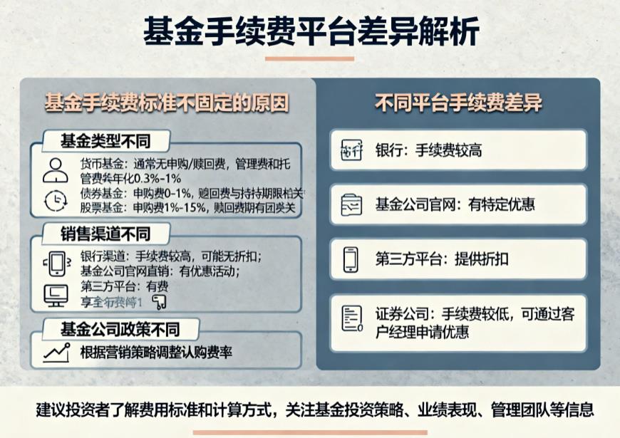 基金手续费标准是固定的吗?不同平台有差异吗?