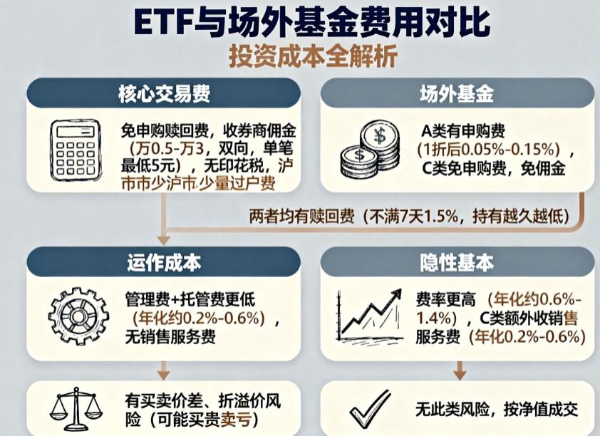 ETF买卖收费标准和场外基金有啥不同?