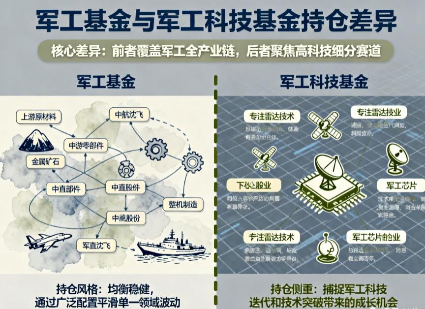 军工基金和军工科技基金,持仓侧重点有啥不同?